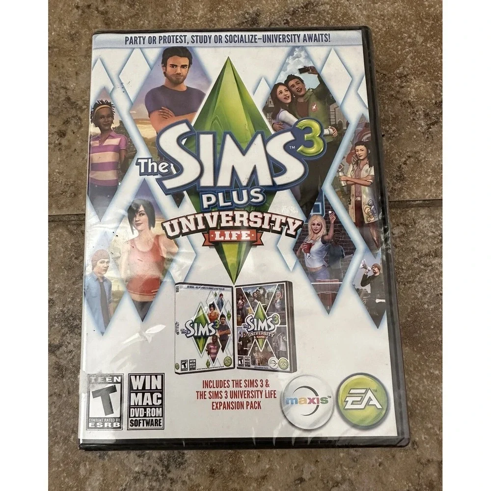 Sims 3 Plus University Life (Windows/Mac, 2013) Full Game with Expansion EA USA